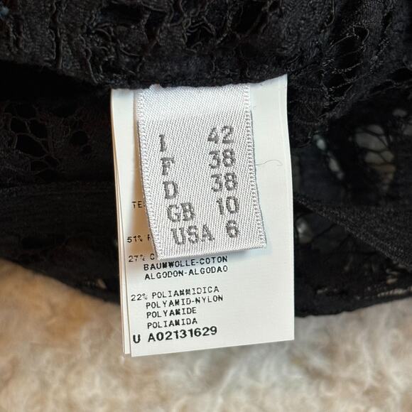 ALBERTA FERRETTI Womens US 6 Black Lace Embroidered Long Sleeve Blouse Top Italy - Picture 9 of 11